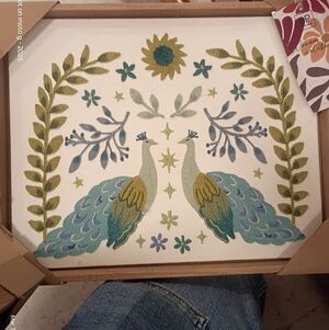 BP Home Embroidered Woven Peacocks   Wall Art